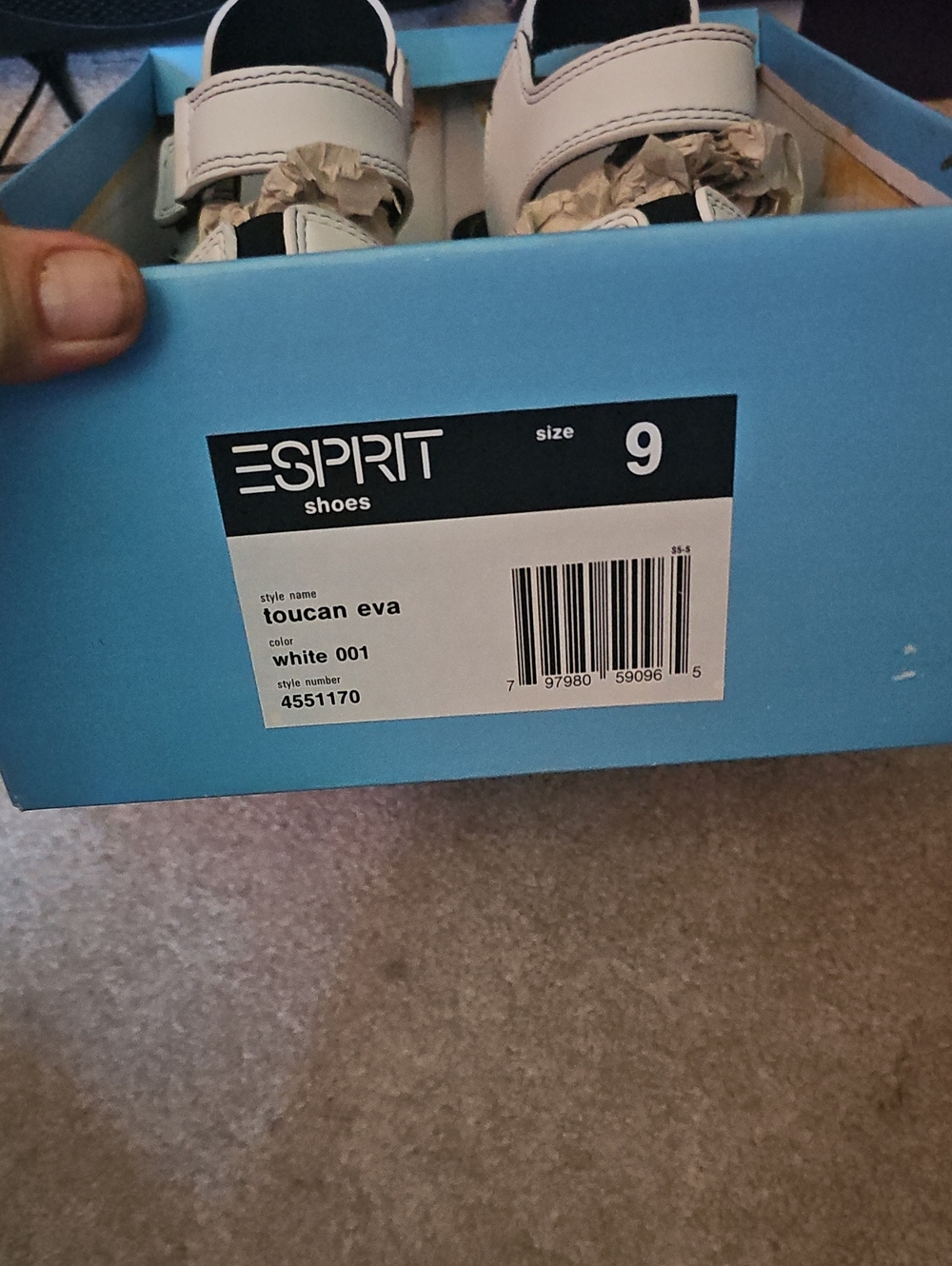 Esprit White and Black Strapped Sandals